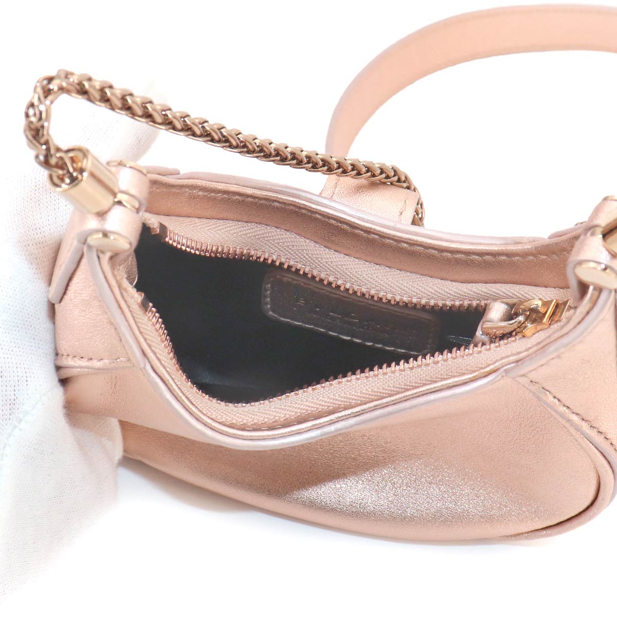 Serpenti Ellipse Micro Chain Shoulder Bag Leather Metallic Pink