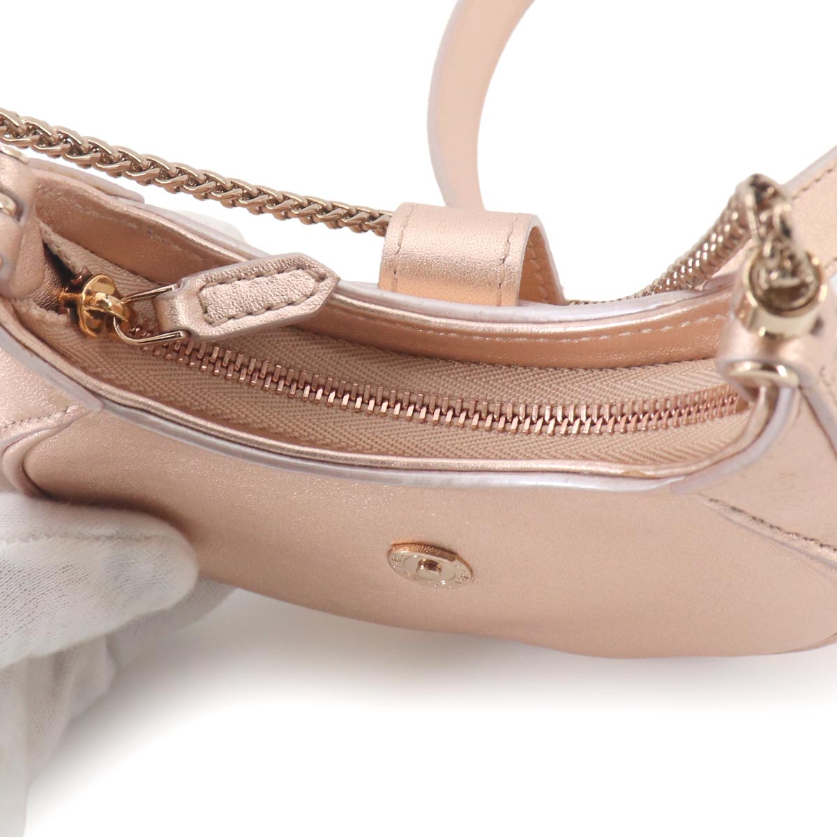 Serpenti Ellipse Micro Chain Shoulder Bag Leather Metallic Pink