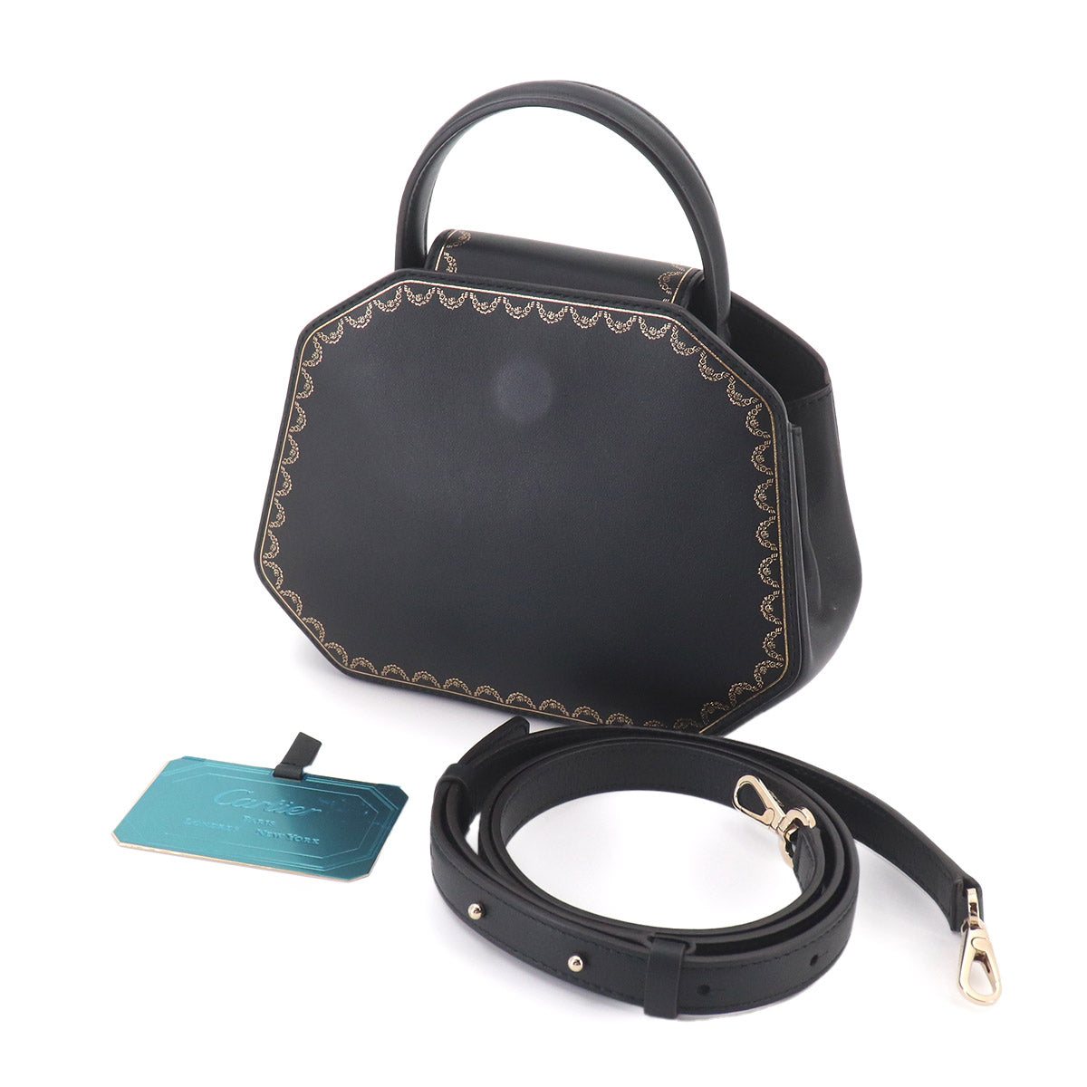 Guirlande de Cartier Hand Shoulder Bag Leather Black Purse