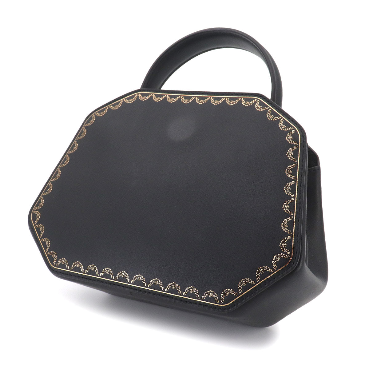 Guirlande de Cartier Hand Shoulder Bag Leather Black Purse