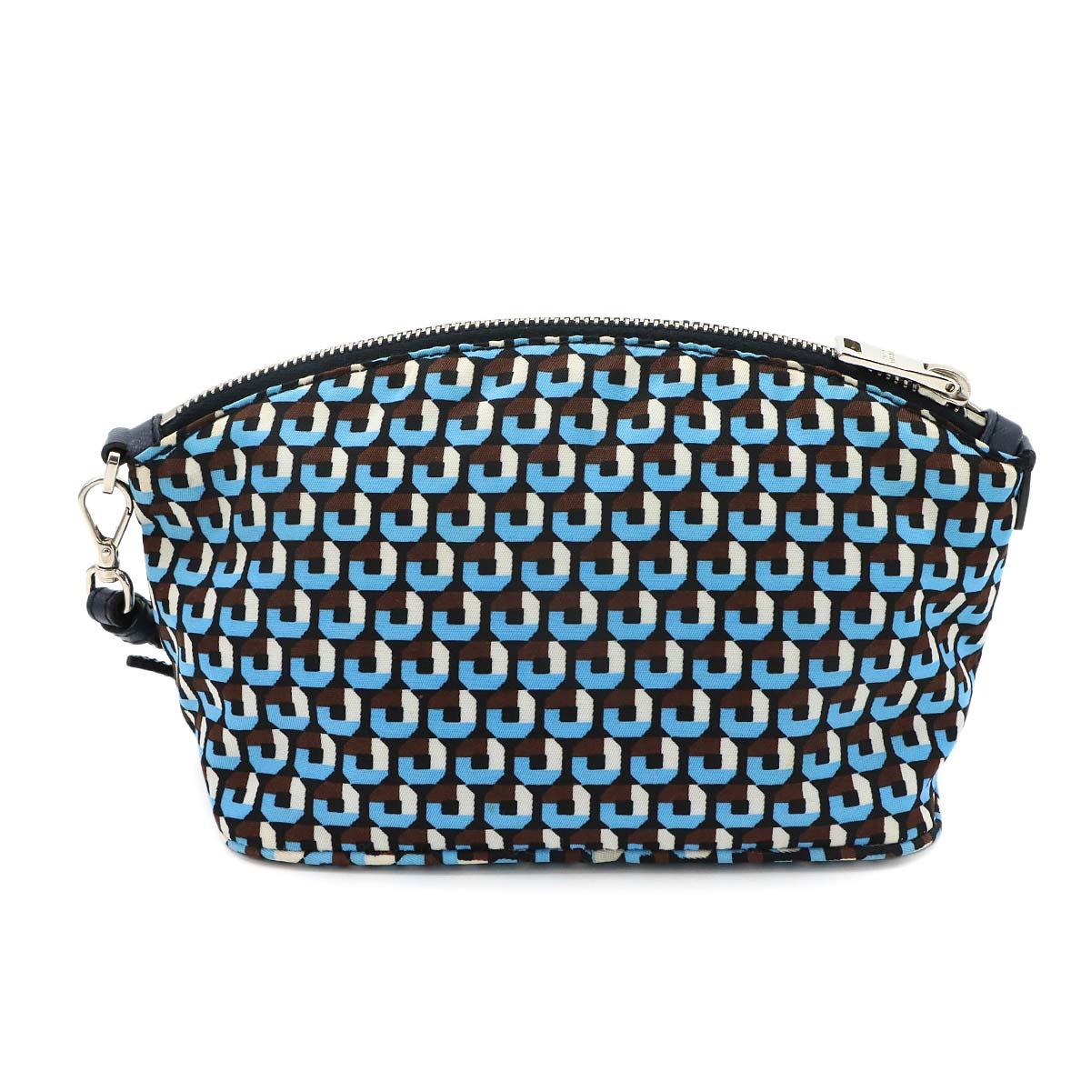 Pouch Nylon Saffiano Leather Blue Brown Black 1N1856