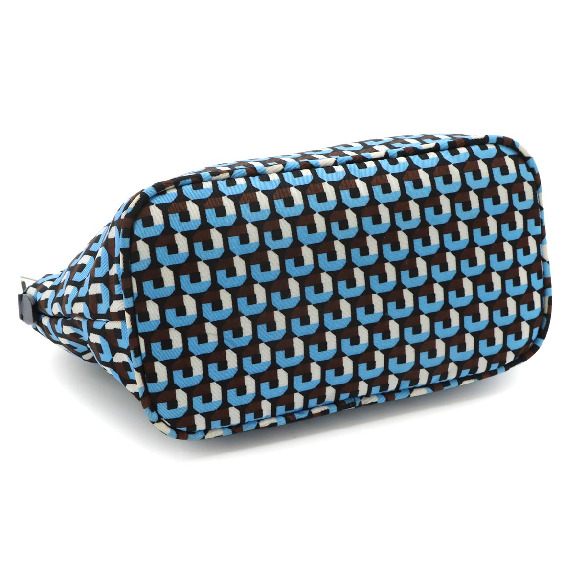 Pouch Nylon Saffiano Leather Blue Brown Black 1N1856