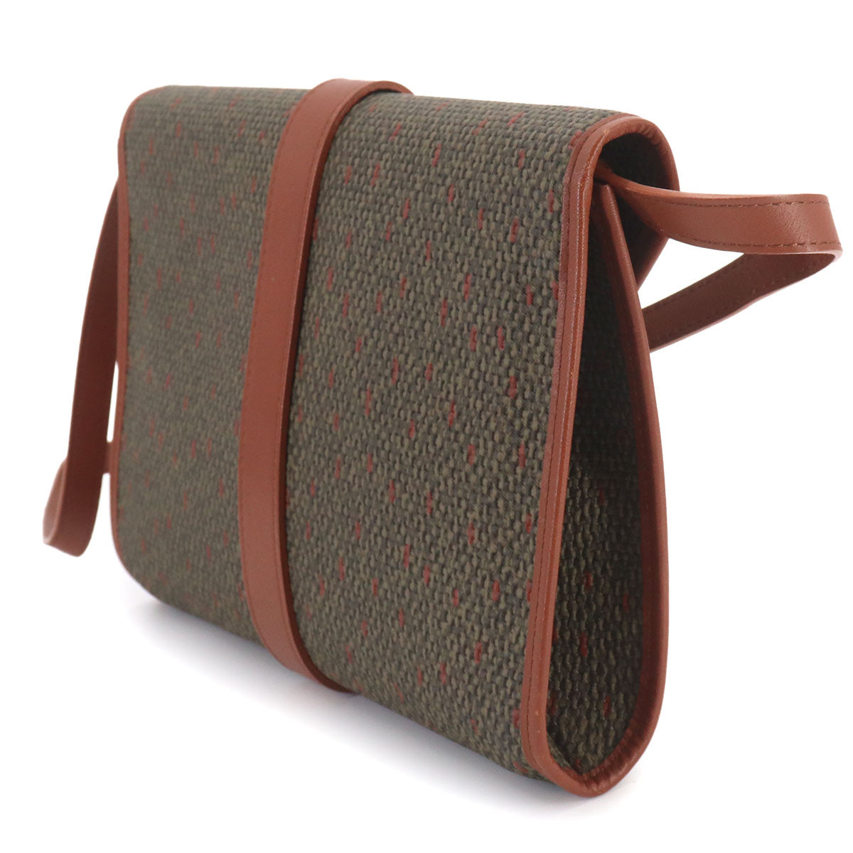 Shoulder Clutch Bag PVC Leather Brown Green