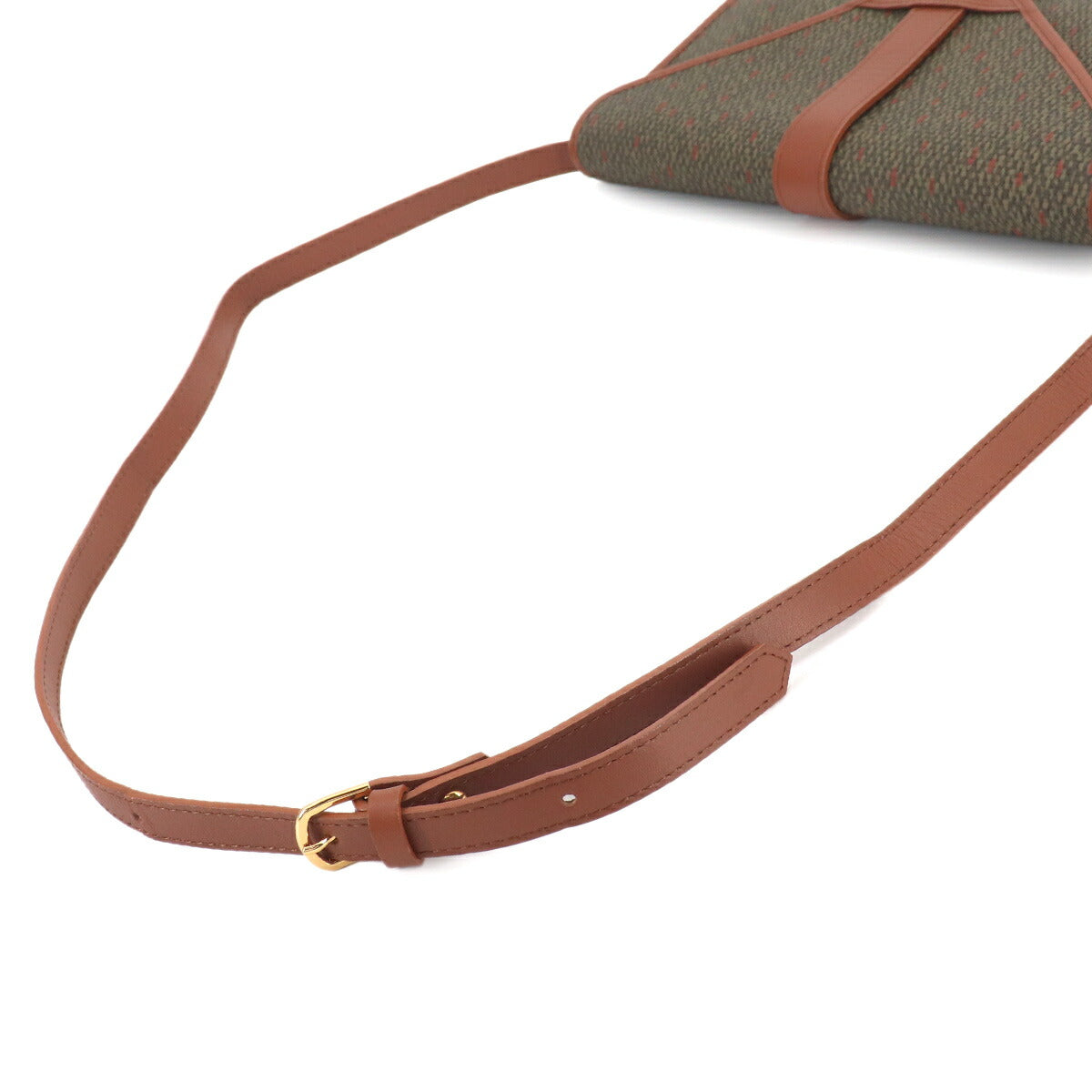 Shoulder Clutch Bag PVC Leather Brown Green