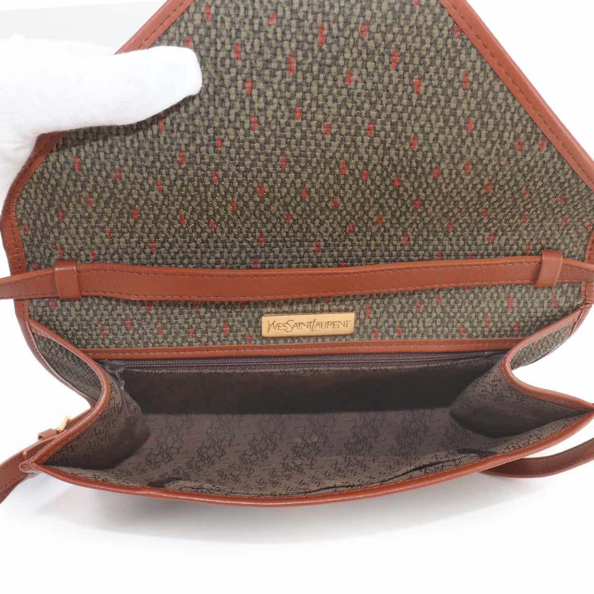 Shoulder Clutch Bag PVC Leather Brown Green