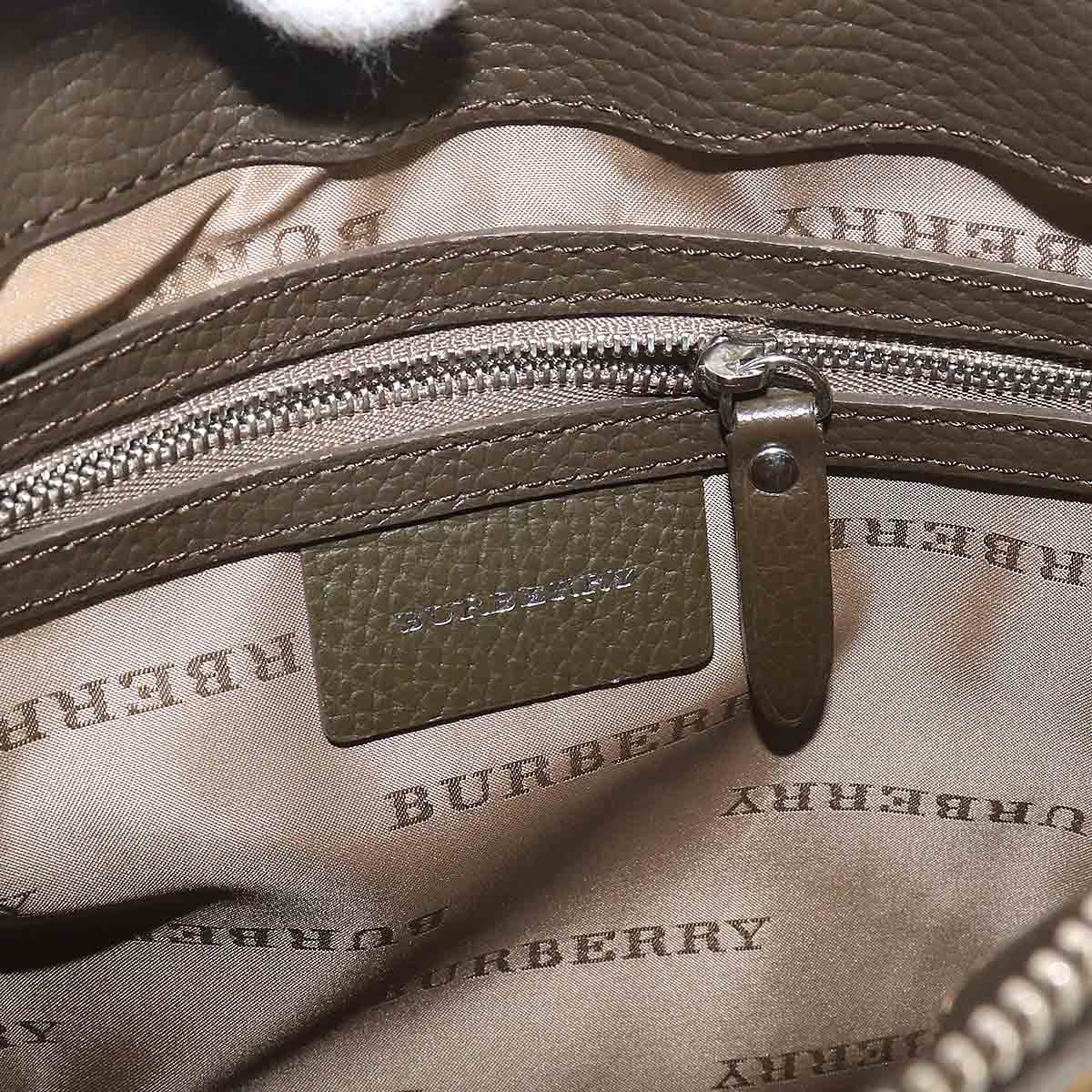 Plaid Shoulder Bag Canvas Leather Beige Brown Purse