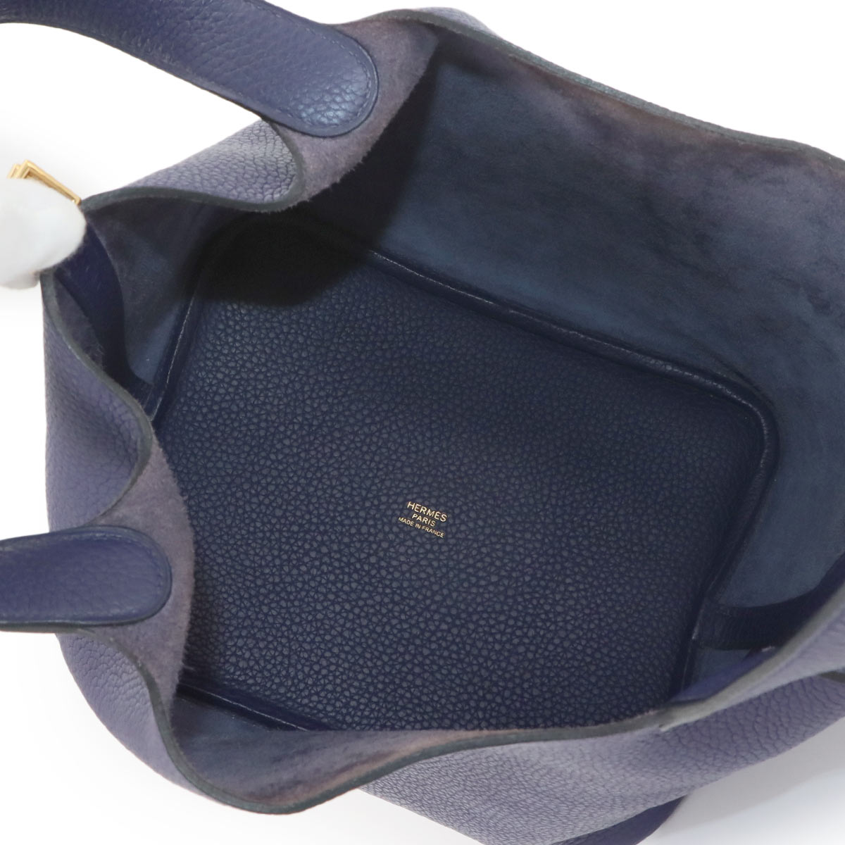 Picotin Lock MM Hand Bag Taurillon Clemence Blue encre D