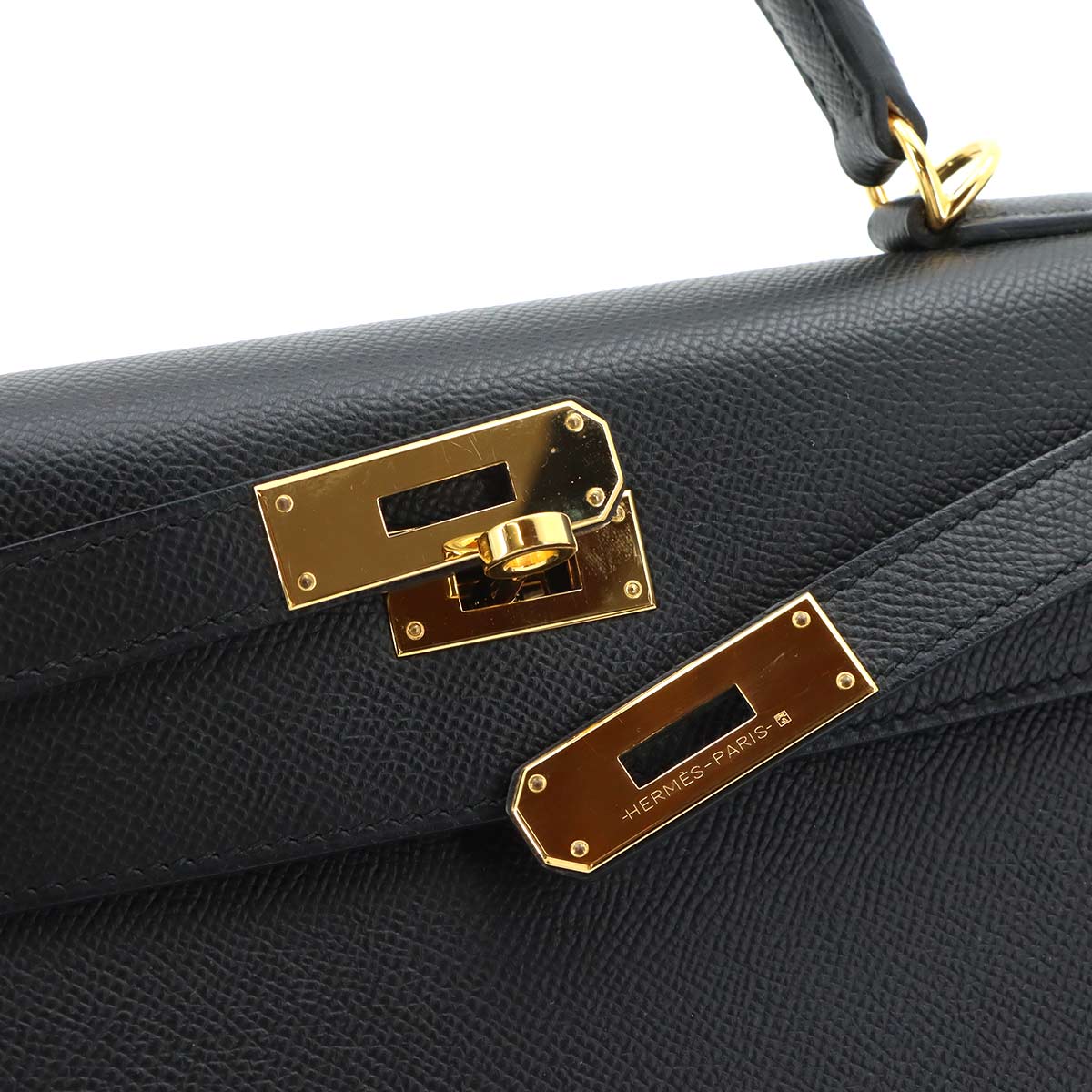 Kelly 28 Veau Epsom Black 2way Hand Shoulder Bag Purse