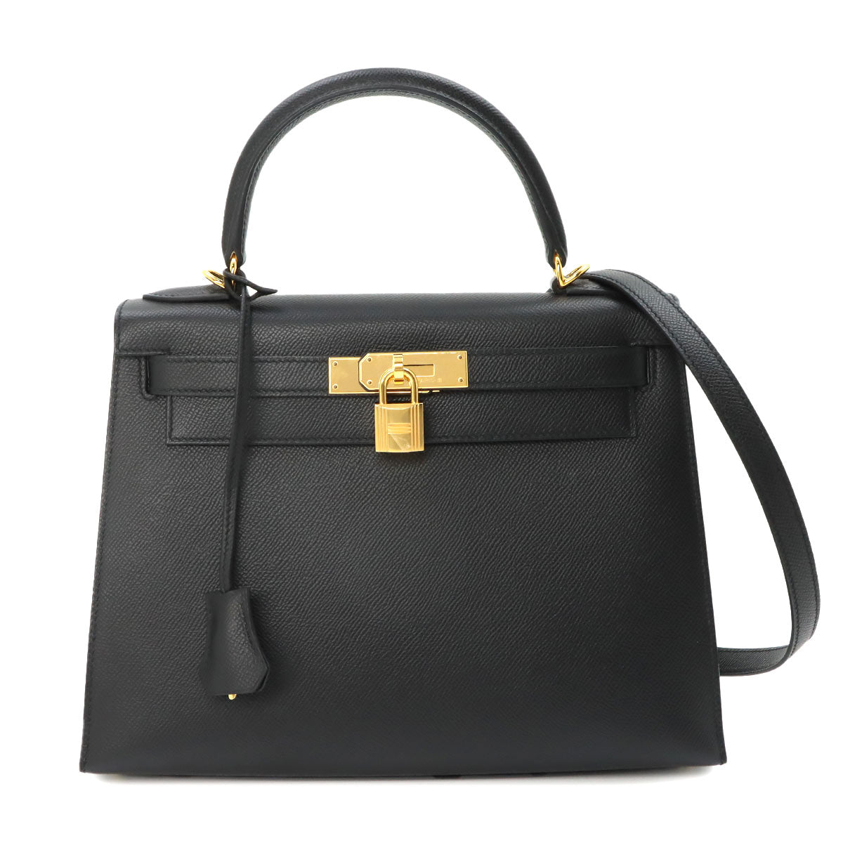 Kelly 28 Veau Epsom Black 2way Hand Shoulder Bag Purse