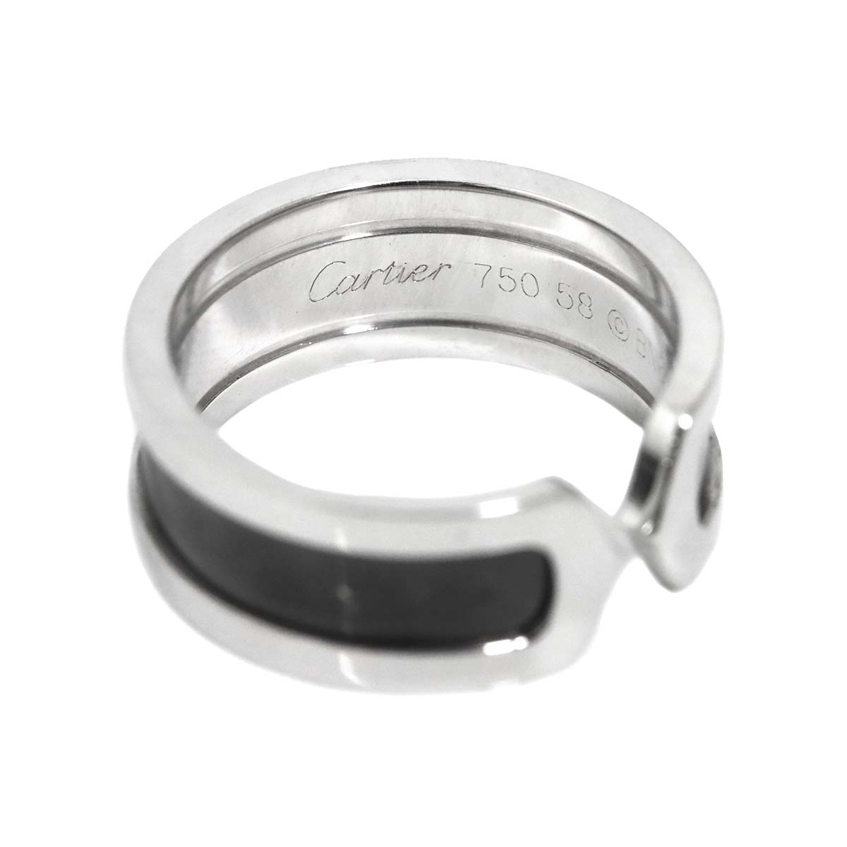 C2 2C Black lacquer Ring 18K White Gold 750 size58 7.75-8(US)