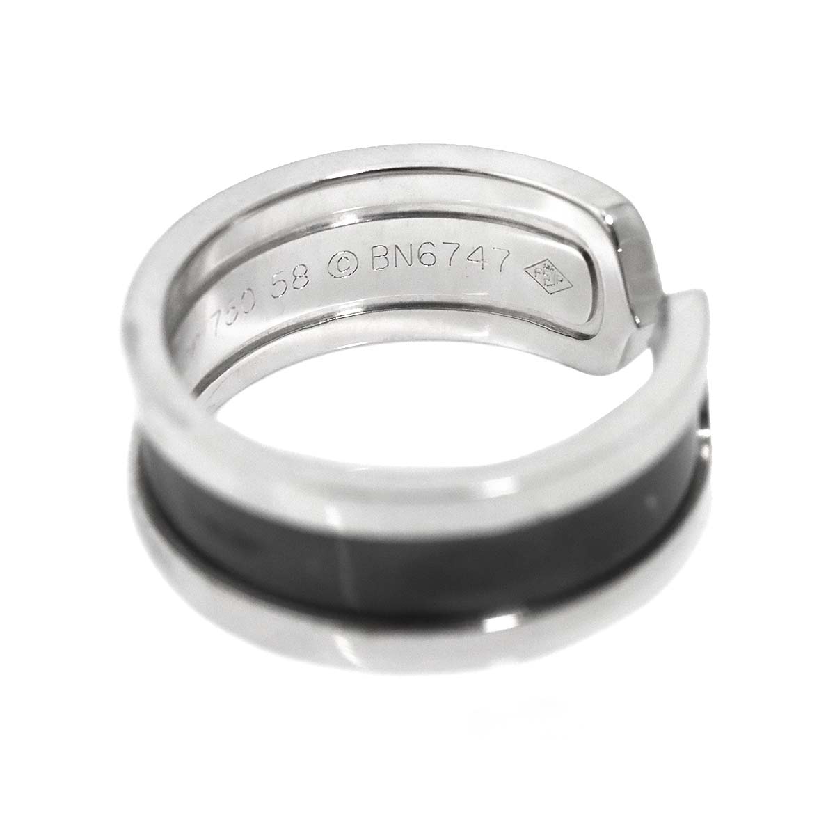 C2 2C Black lacquer Ring 18K White Gold 750 size58 7.75-8(US)