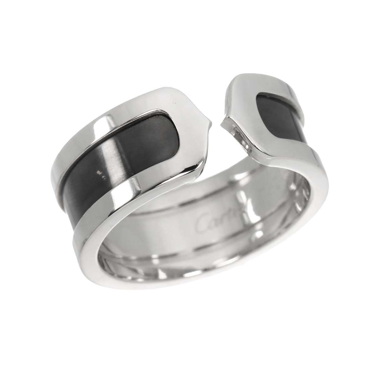 C2 2C Black lacquer Ring 18K White Gold 750 size58 7.75-8(US)