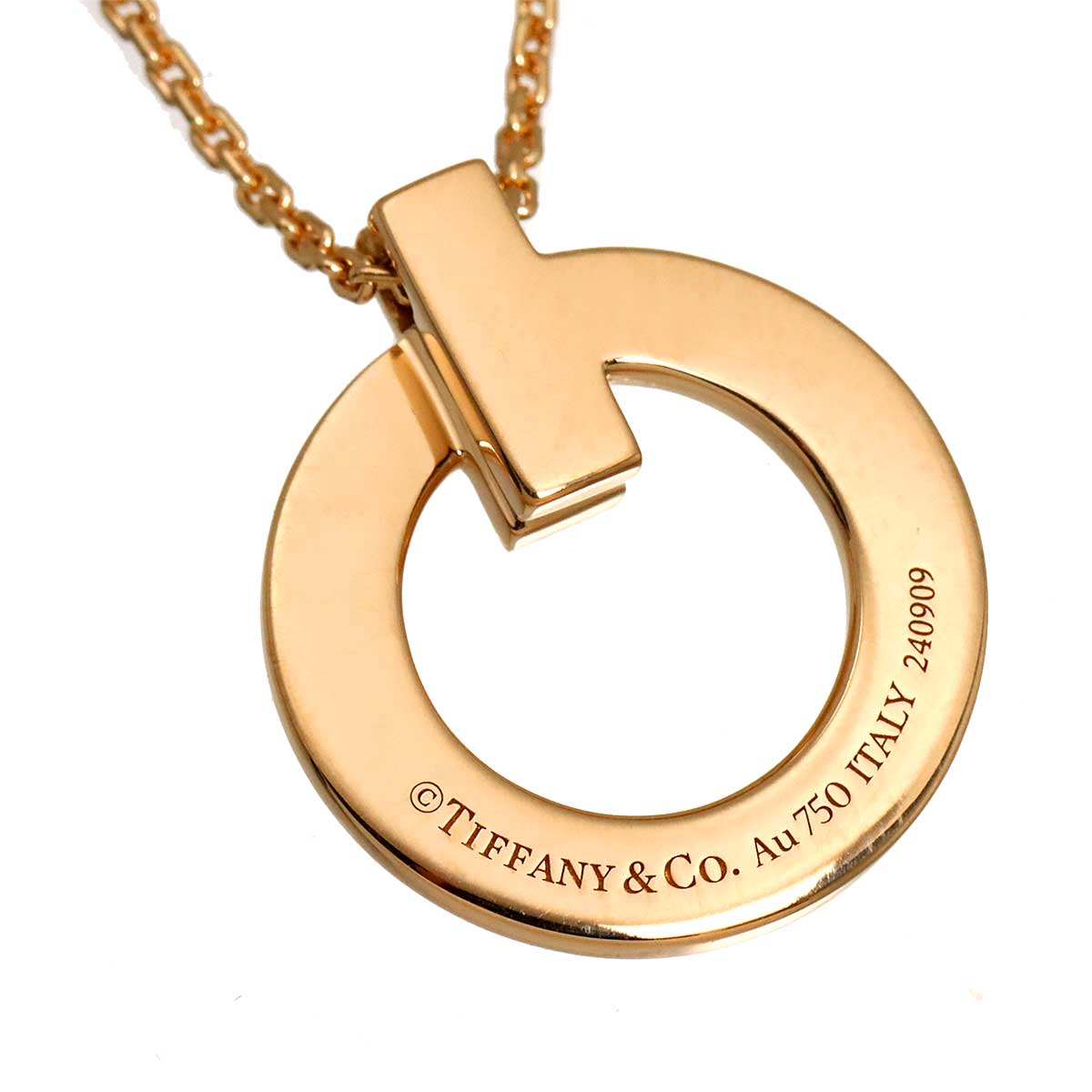 T1 Mini Circle Pendant Sapphire Necklace 18K PG 750