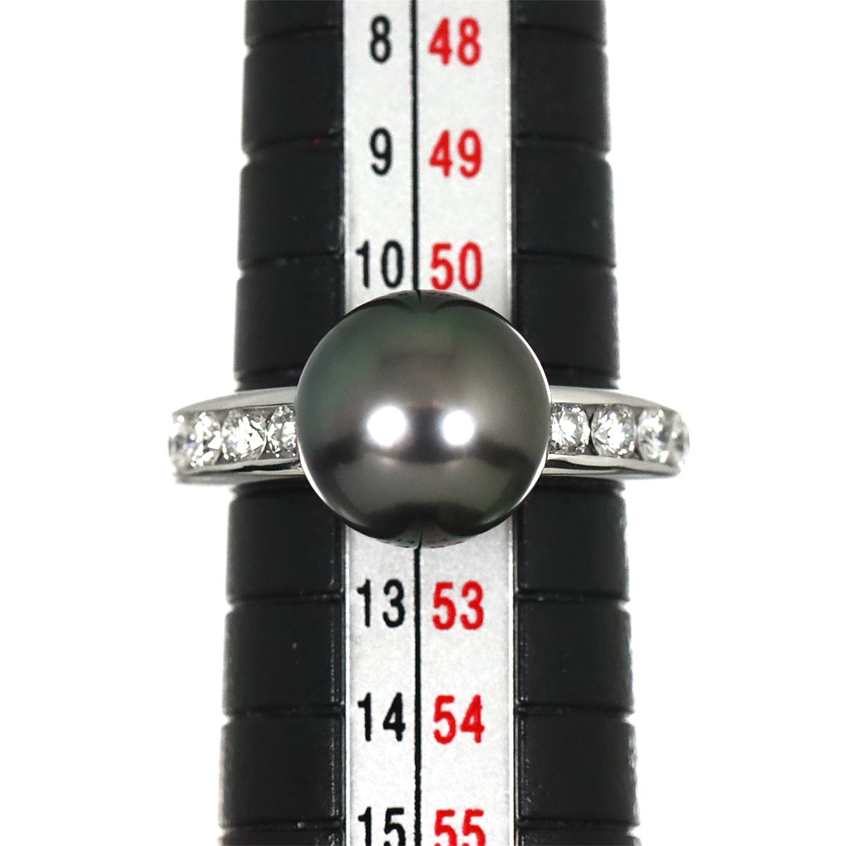 BlackPearl 10.2mm Diamond Ring 18KWG 5.75-6(US)