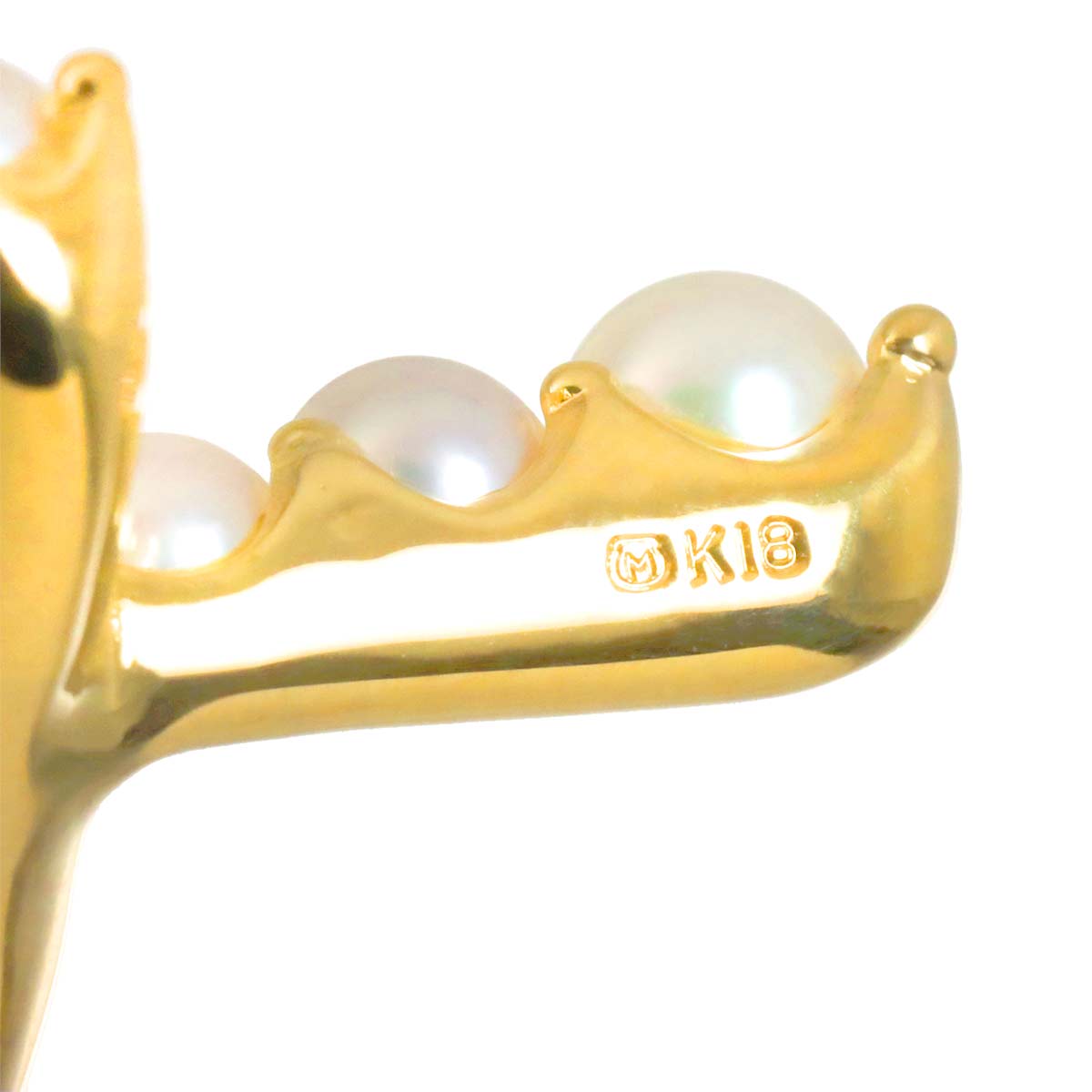 Baby Pearl 4.4-3.0mm Cross Necklace 18K YG 750