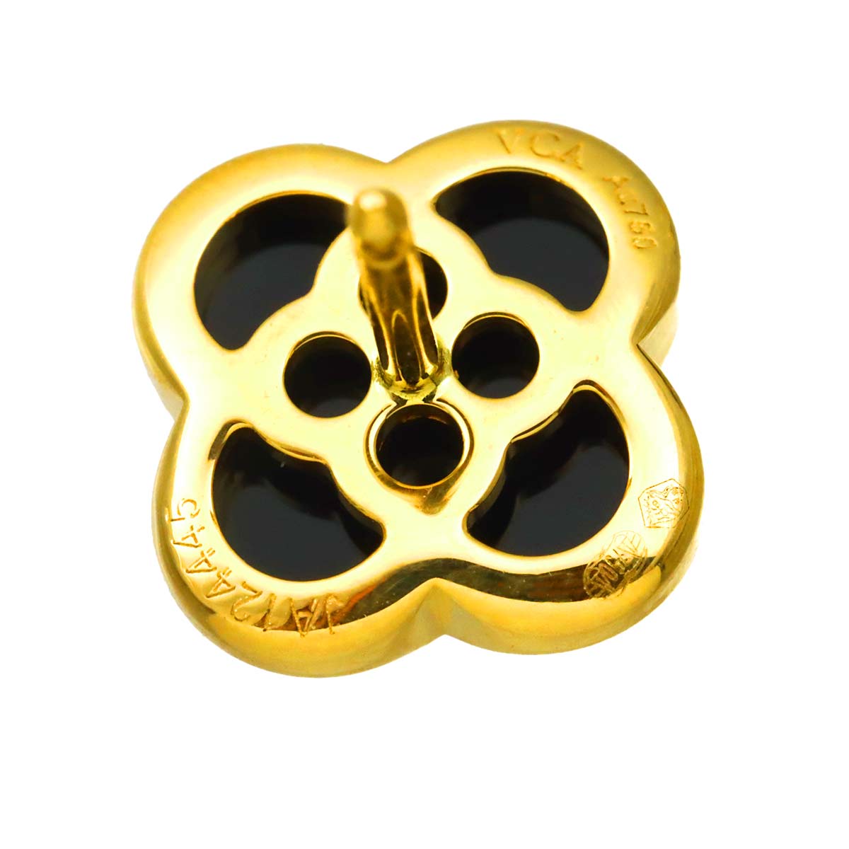 Pure Alhambra Onyx Earrings Pierced 18K YG 750