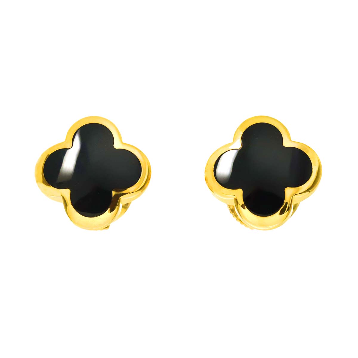 Pure Alhambra Onyx Earrings Pierced 18K YG 750
