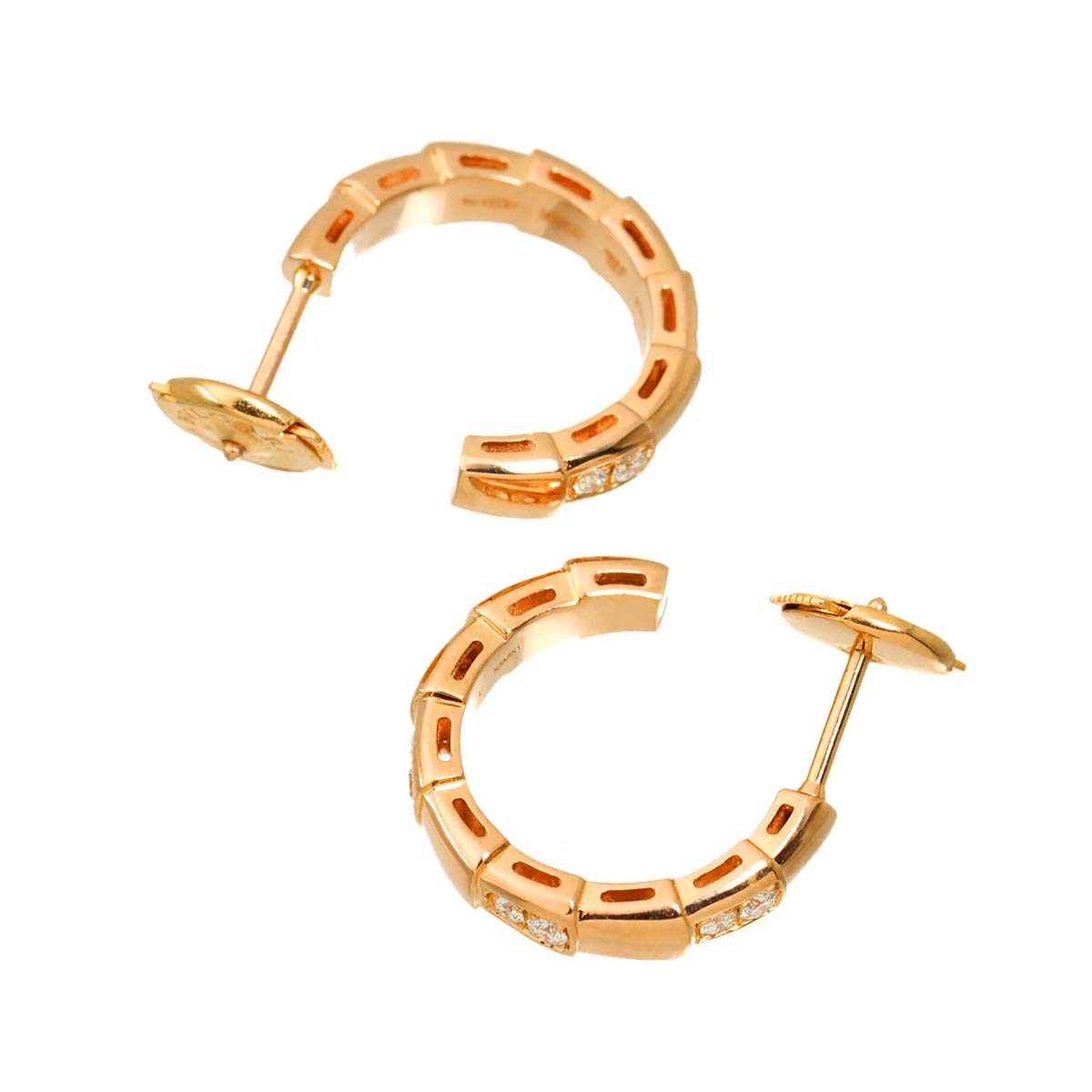 BVLGARI Serpenti Diamond Earrings Pierced 18K Pink Gold 750