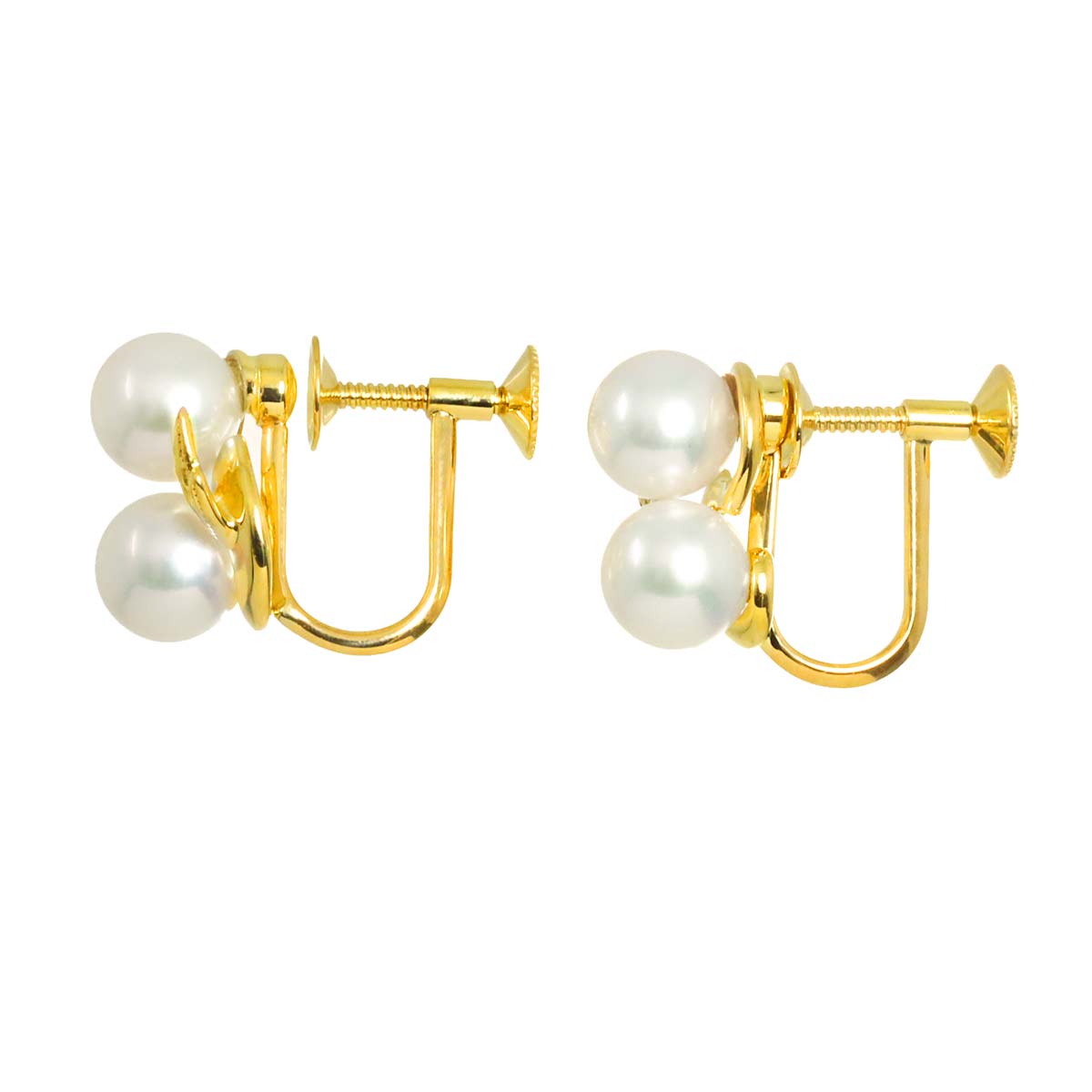 Akoya Pearl 6.1mm Earrings Clip on 18K Yellow Gold 750