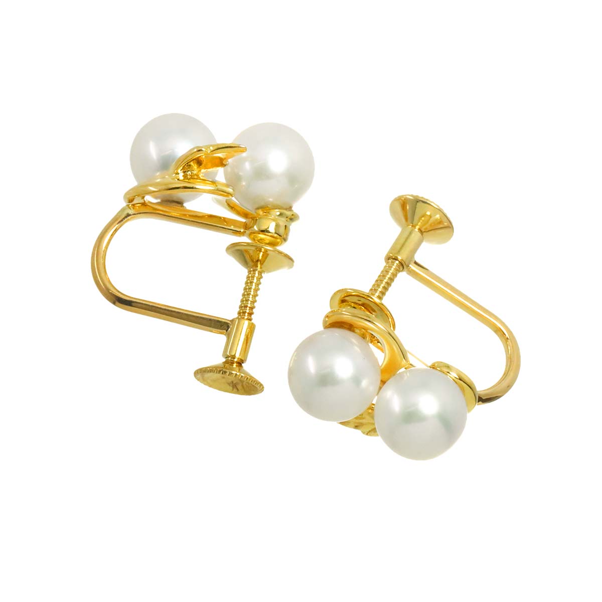 Akoya Pearl 6.1mm Earrings Clip on 18K Yellow Gold 750