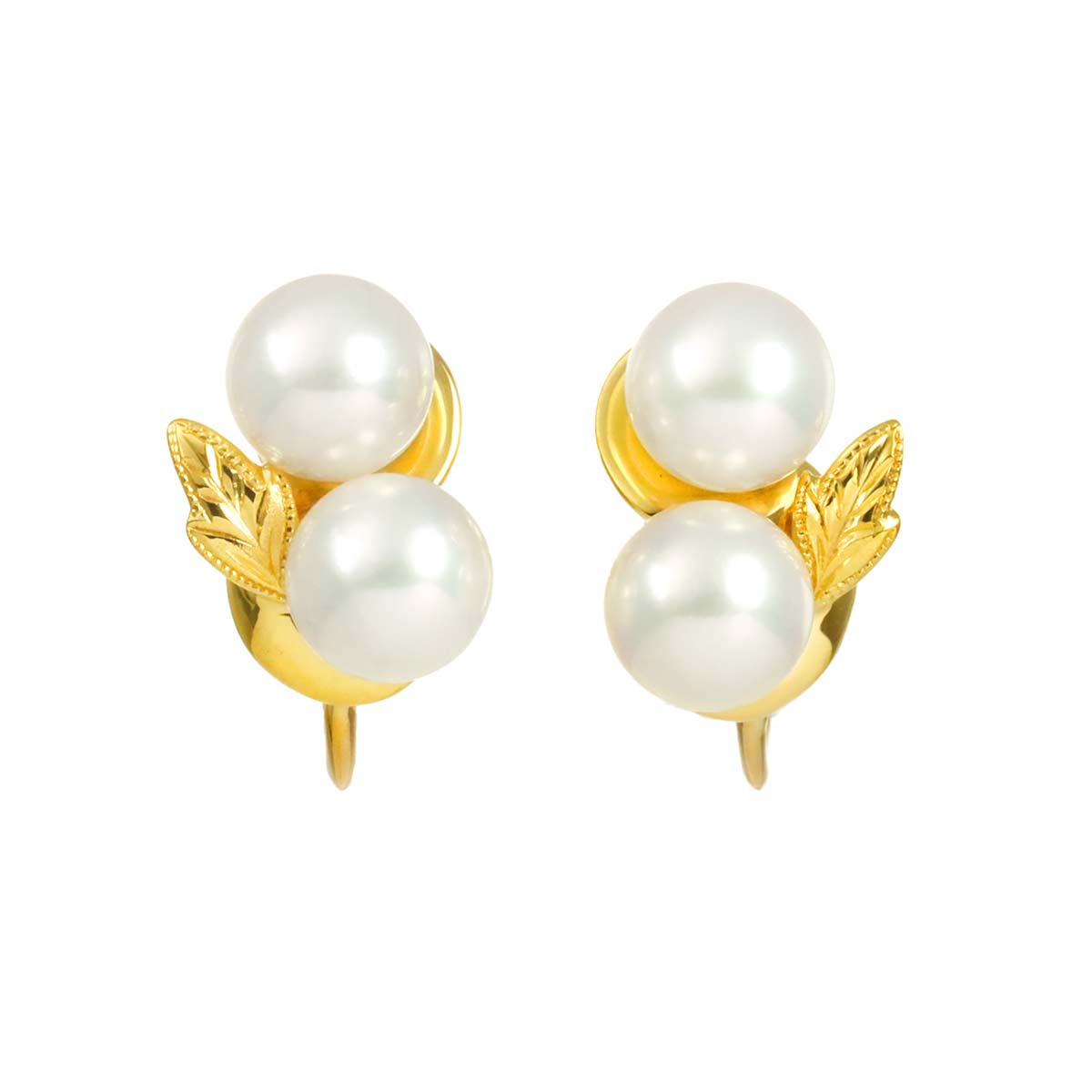Akoya Pearl 6.1mm Earrings Clip on 18K Yellow Gold 750