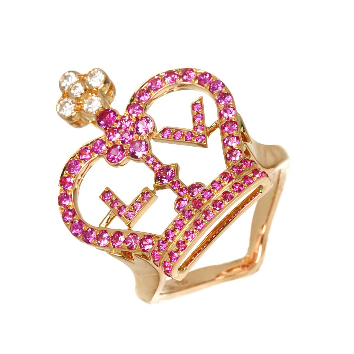 Sapphire Diamond Ring 18K PG 750 Size50 Size5.25-5.5(US)