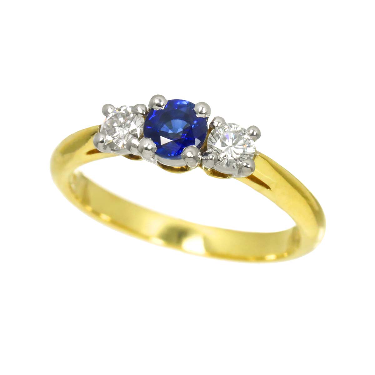 Sapphire Diamond Ring 18K YG 750 Pt size4.75-5(US)