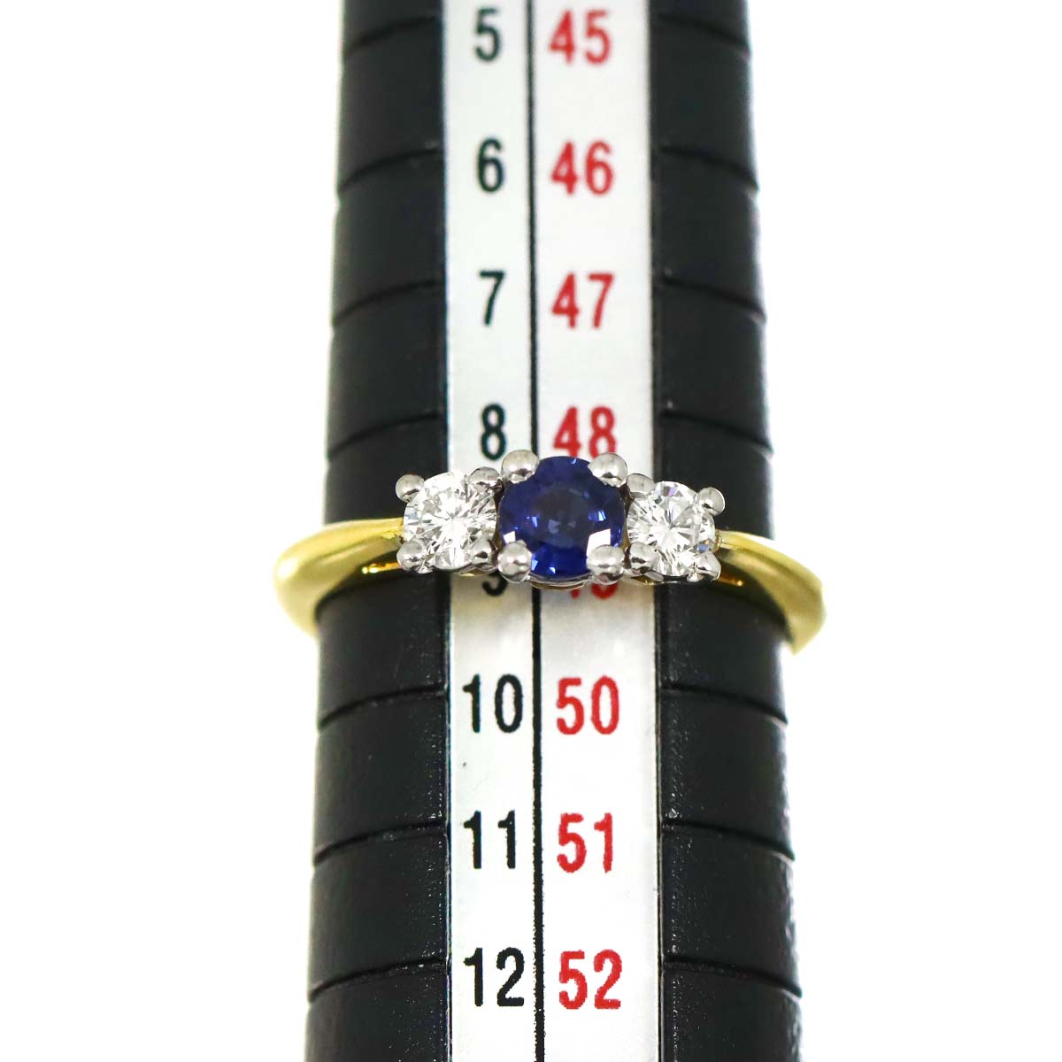 Sapphire Diamond Ring 18K YG 750 Pt size4.75-5(US)