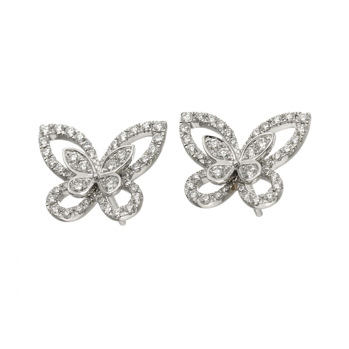 Butterfly Mini Diamond Earrings Pierced 18K WG 750