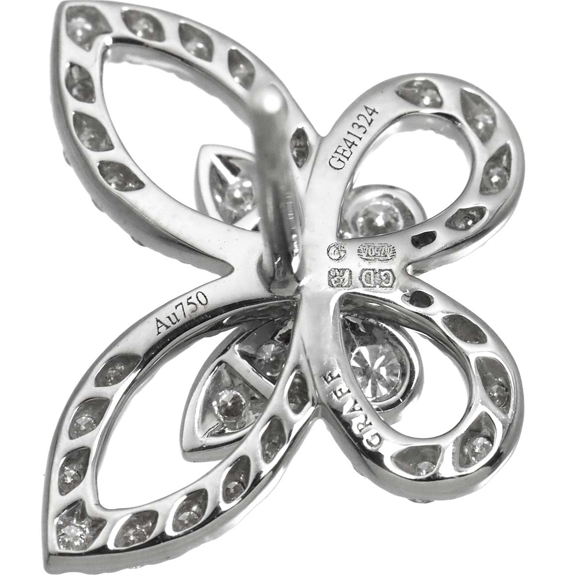 Butterfly Mini Diamond Earrings Pierced 18K WG 750