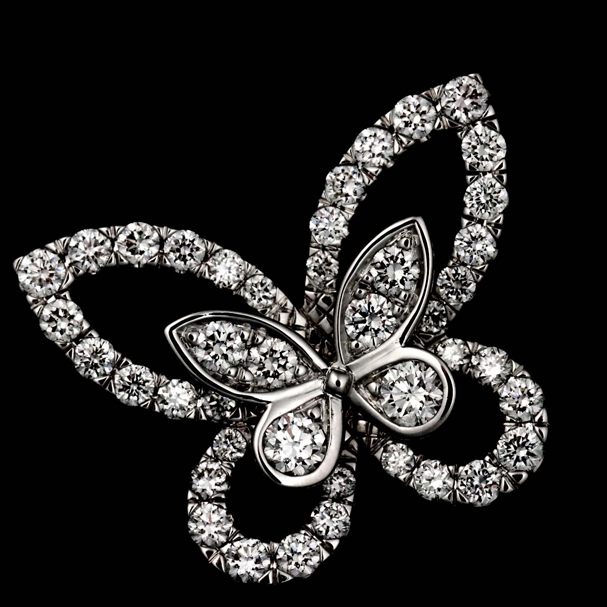 Butterfly Mini Diamond Earrings Pierced 18K WG 750