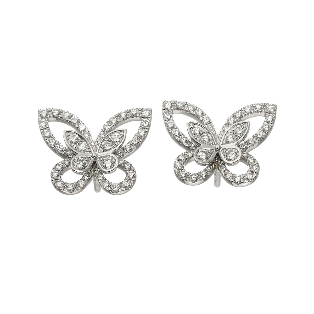 Butterfly Mini Diamond Earrings Pierced 18K WG 750