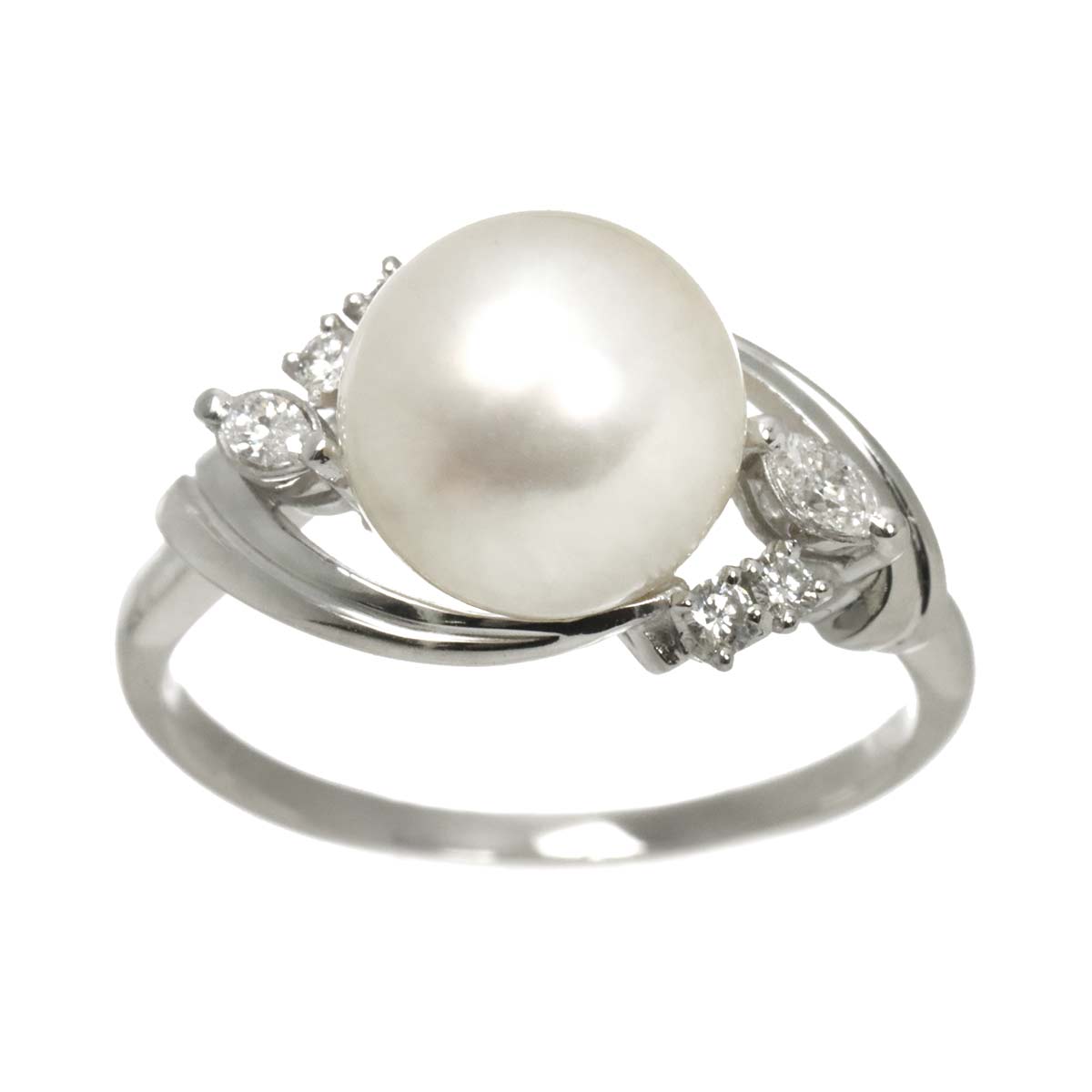 Akoya Pearl 9.3mm Diamond Ring Platinum size7.25-7.5(US)