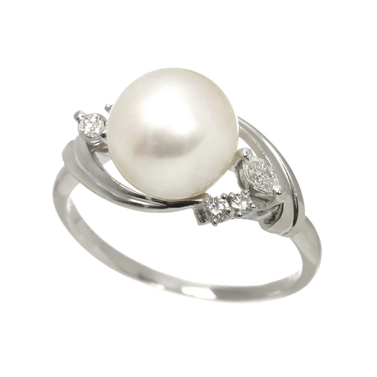 Akoya Pearl 9.3mm Diamond Ring Platinum size7.25-7.5(US)