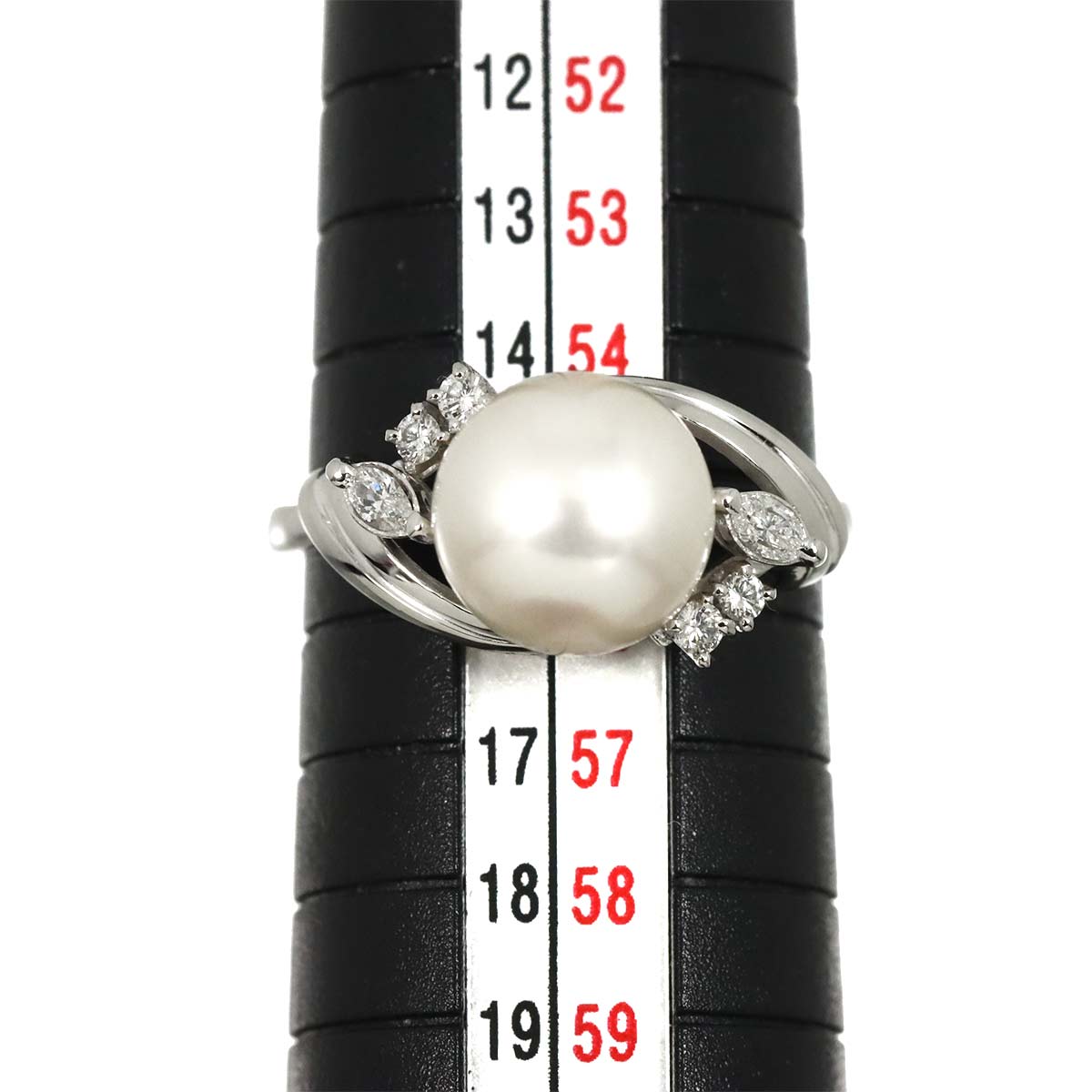 Akoya Pearl 9.3mm Diamond Ring Platinum size7.25-7.5(US)