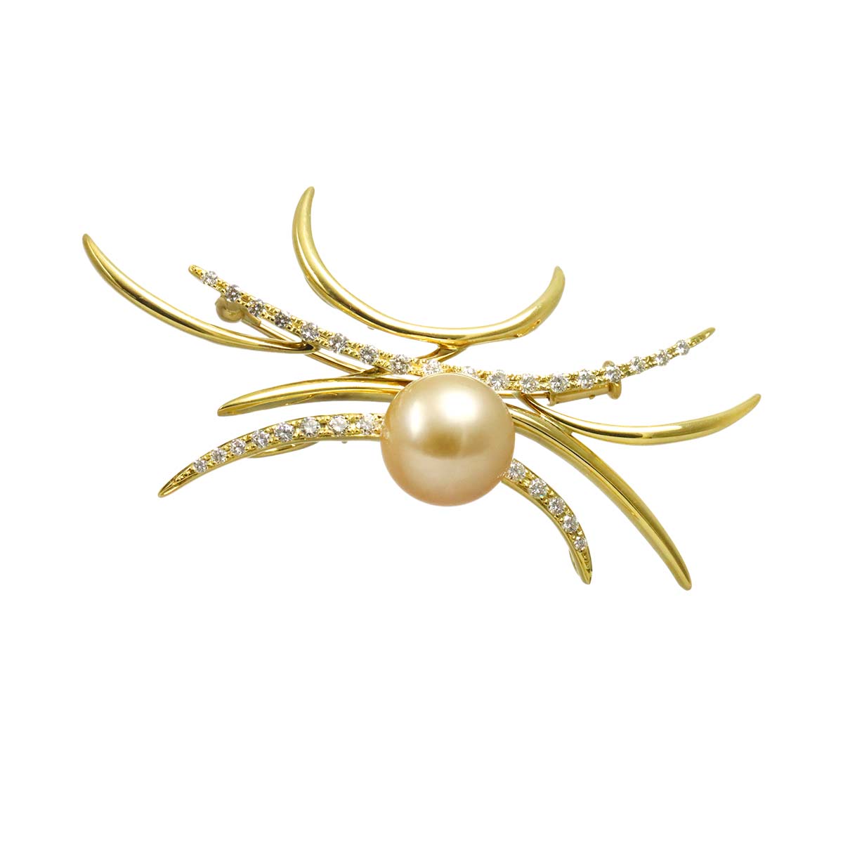 South Sea pearl 11.8mm Diamond 0.70ct Brooch 18K YG