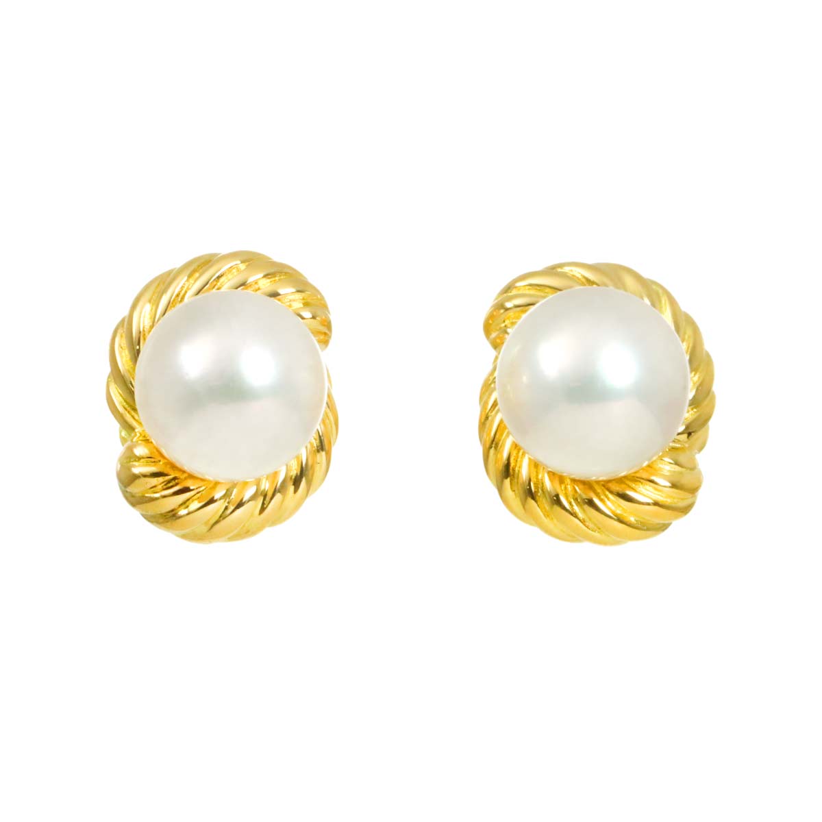 Akoya Pearl Earrings Pierced 18K YG 750