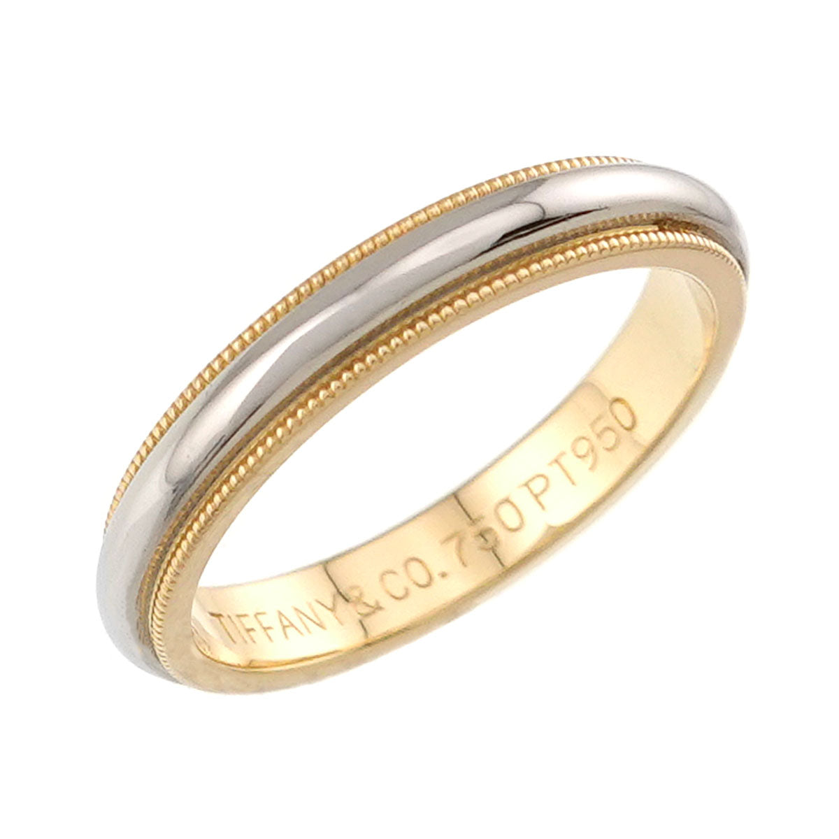 Milgrain Band Ring 18K 750 YG Pt Platinum Size7.25(US)