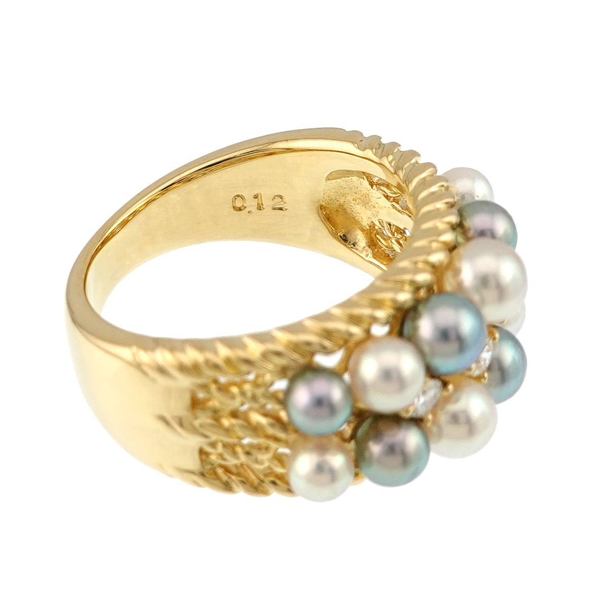 Akoya Pearl Diamond 0.12ct Ring 18K YG Size5.5-5.75(US)
