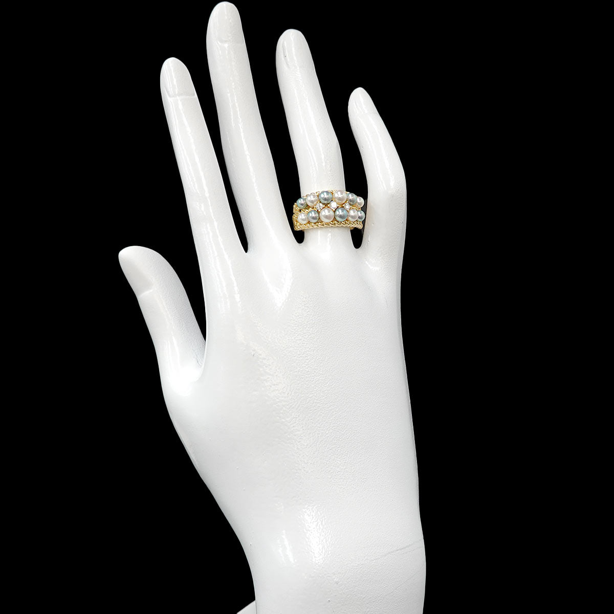Akoya Pearl Diamond 0.12ct Ring 18K YG Size5.5-5.75(US)