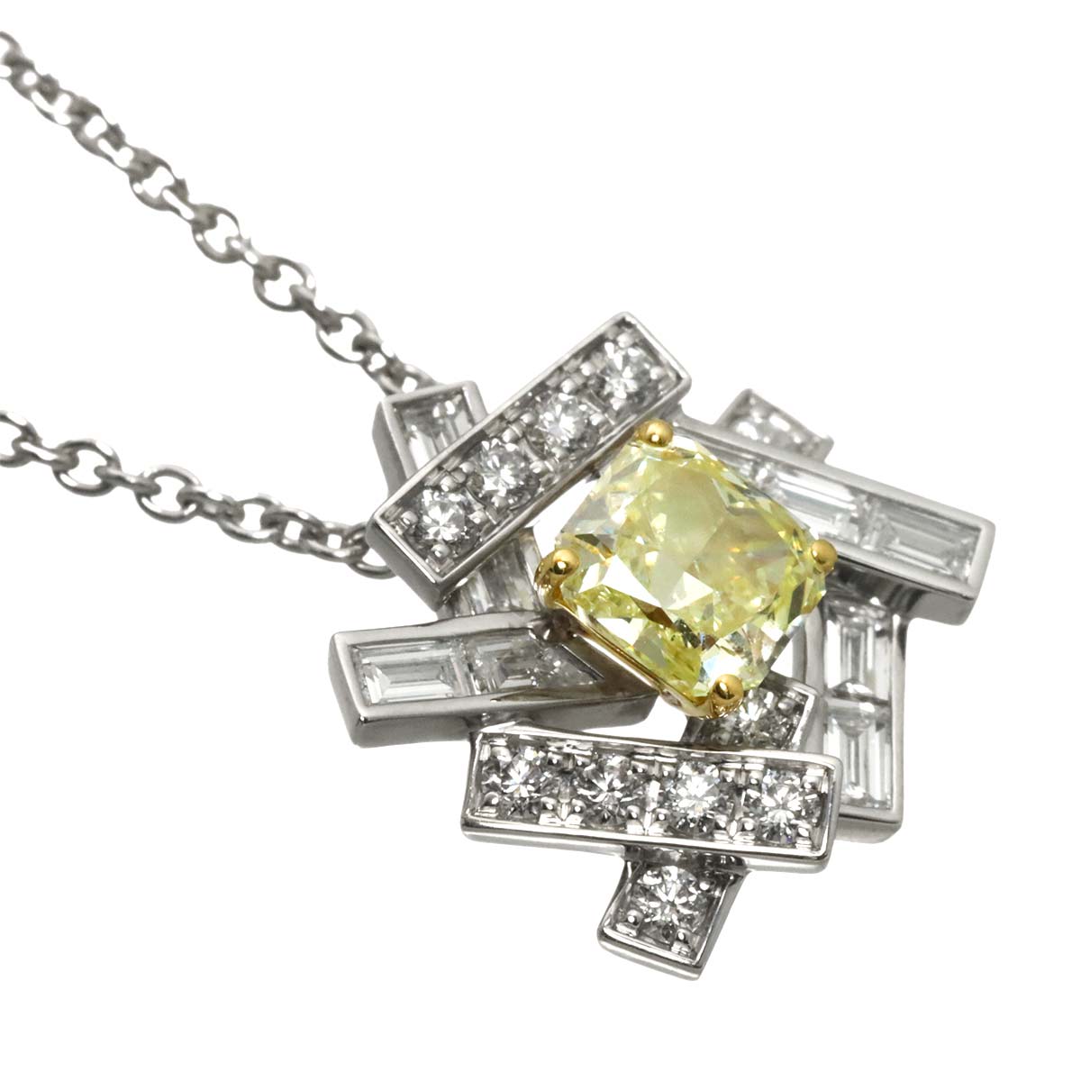 Diamond 1.01ct FY/VVS2 Necklace 18K WG YG 750