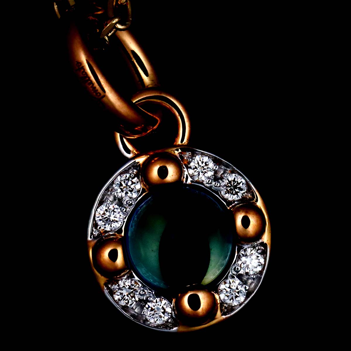 Blue Topaz Diamond Necklace 18K PG YG 750