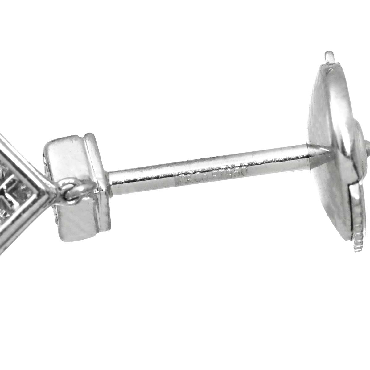 Open Square Diamond Earrings Pierced Pt