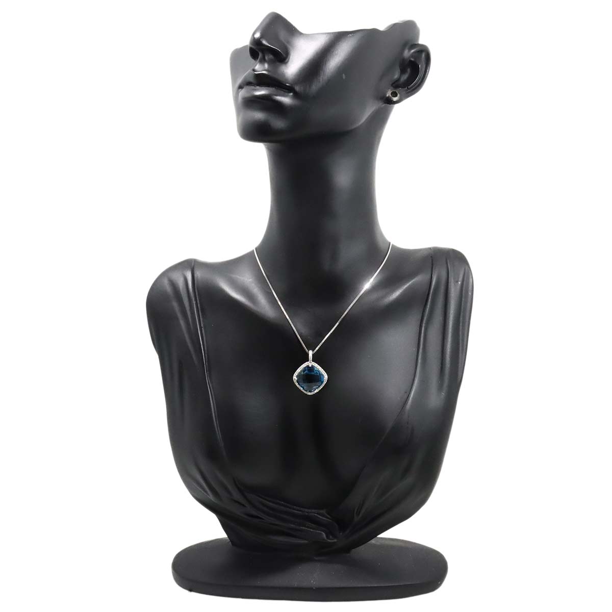 Topaz Diamond Necklace 18K White Gold 750