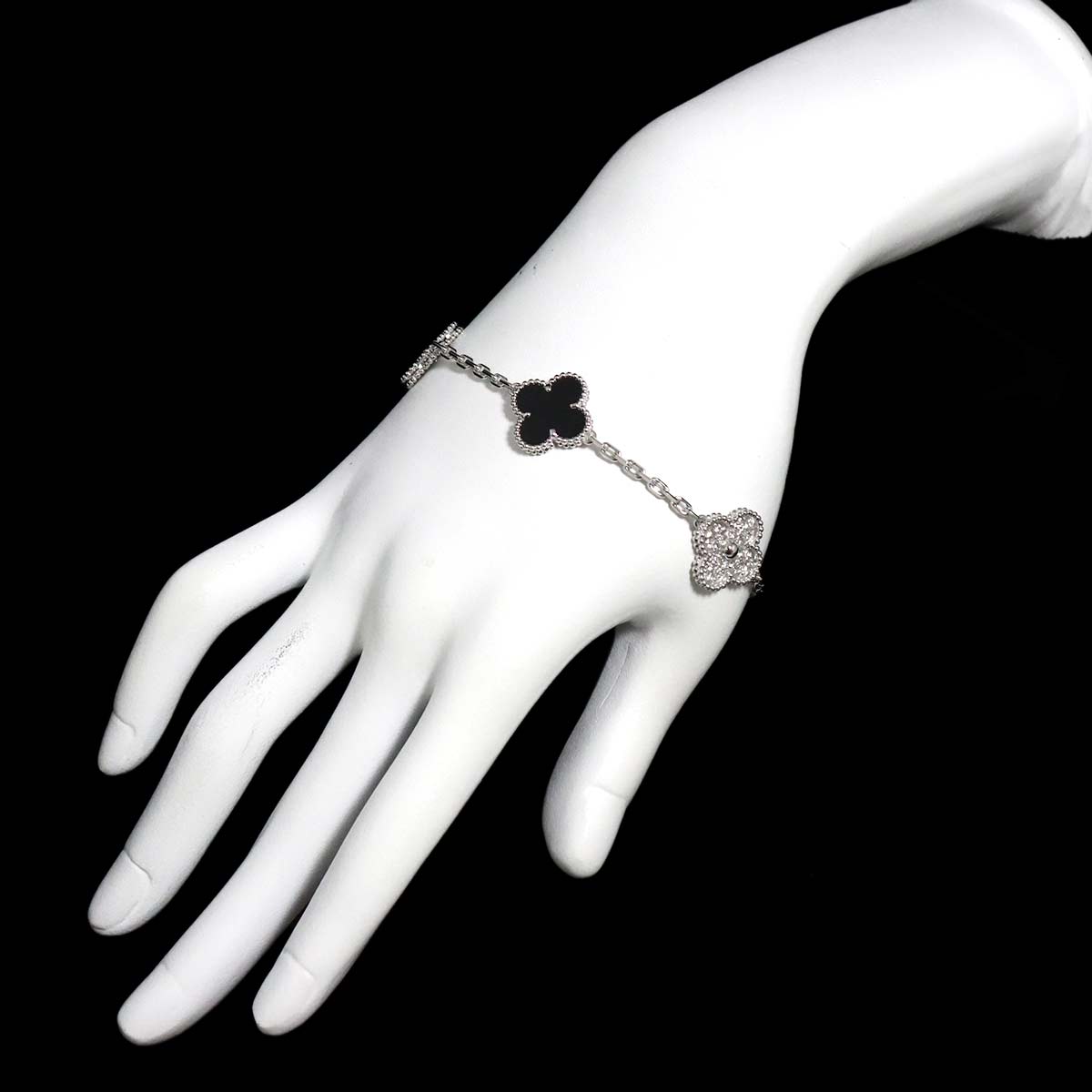 Vintage Alhambra Onyx Diamond Bracelet 18K WG 750
