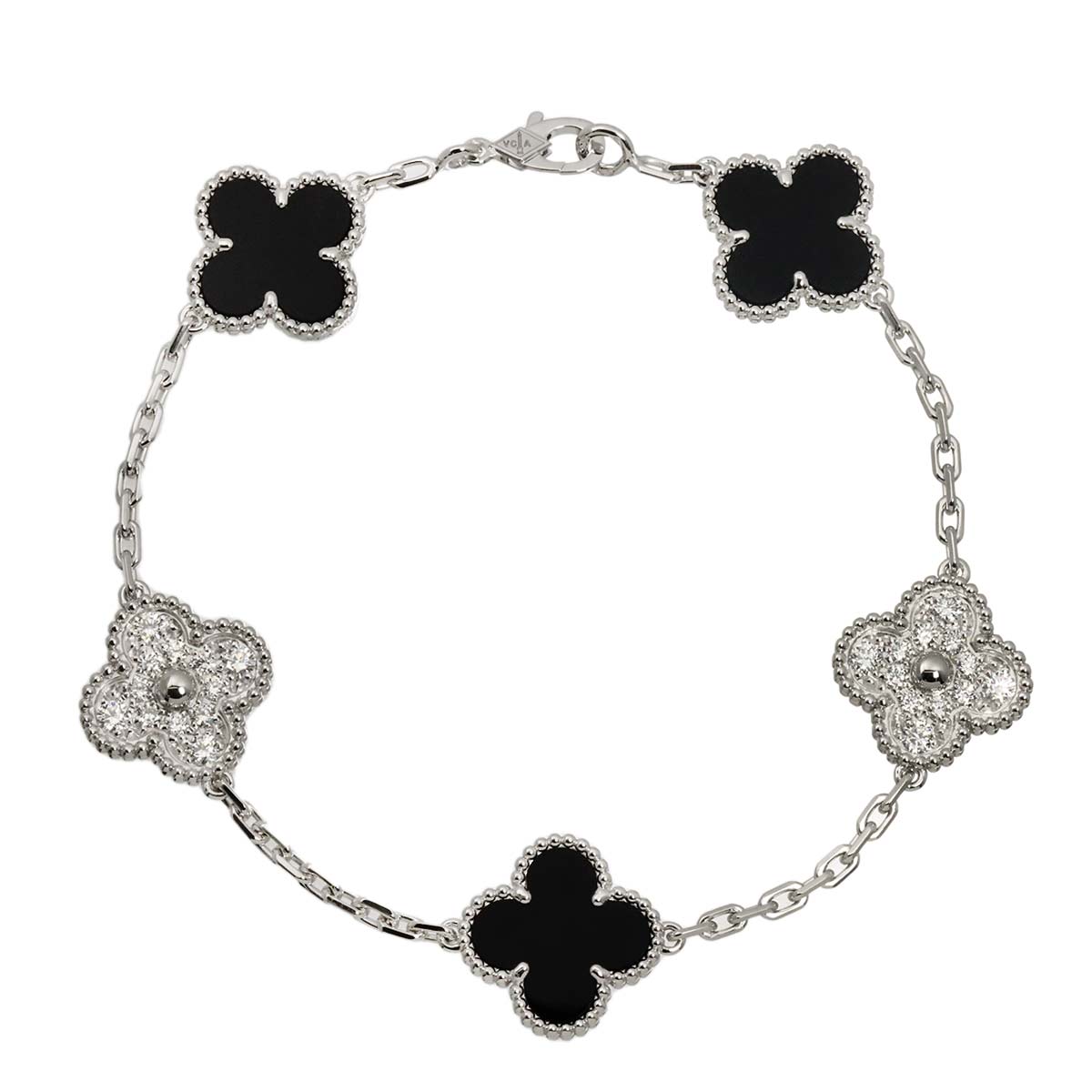 Vintage Alhambra Onyx Diamond Bracelet 18K WG 750