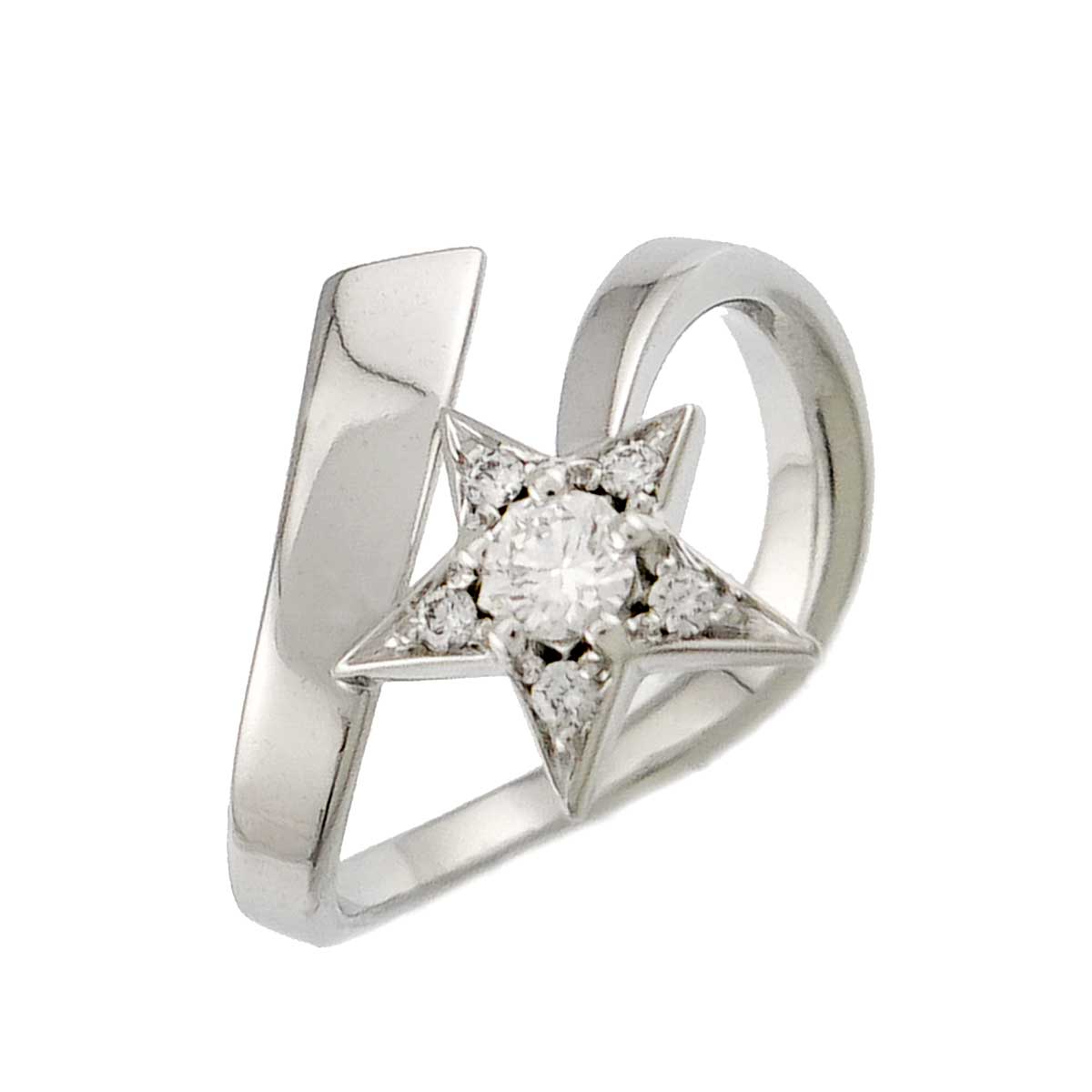 Comet Diamond Ring 18K White Gold 750 size49 4(US)
