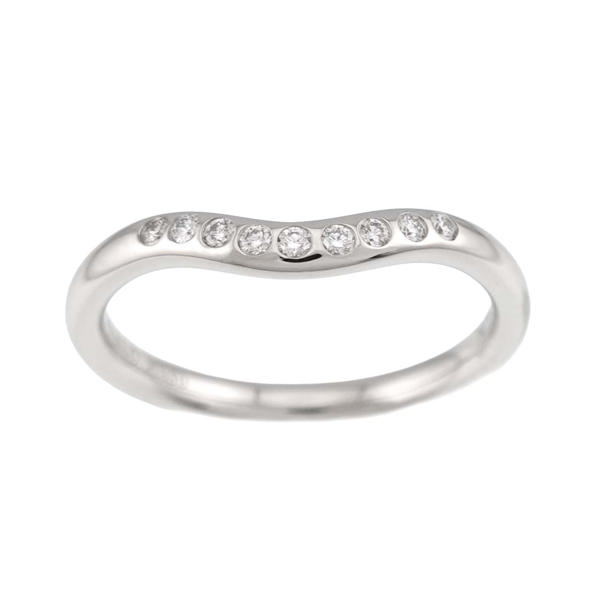 Curved Band Diamond Ring Platinum size4.5(US)