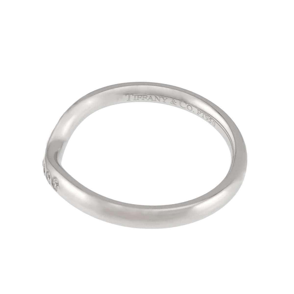 Curved Band Diamond Ring Platinum size4.5(US)