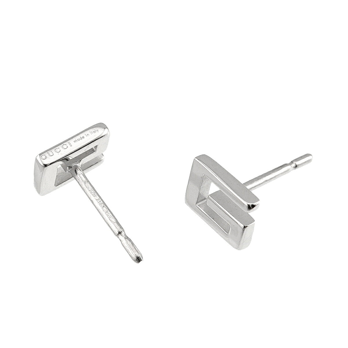 G Logo Earrings Pierced 18K White Gold 750